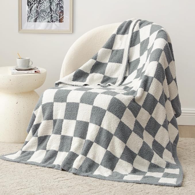 EXQ Home Checkered Throw Blanket, Knitted Blanket by EXQHomeTexitleCoLtd