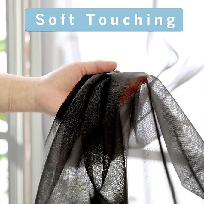 OWENIE Short Sheer Curtains 30 Inches 2 Panels Set, Kitchen Tiers Light - Image 2