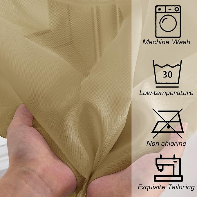 OWENIE Sheer Curtains 54 Inch Length 2 Panels Set - Image 4