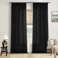 Black Pinch Pleated Linen Semi Sheer 90 Inch Curtains 2 Panels | Light Filtering by Twodrapes