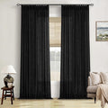 Black Pinch Pleated Linen Semi Sheer 96 Inch Curtains 2 Panels | Light Filtering by Twodrapes