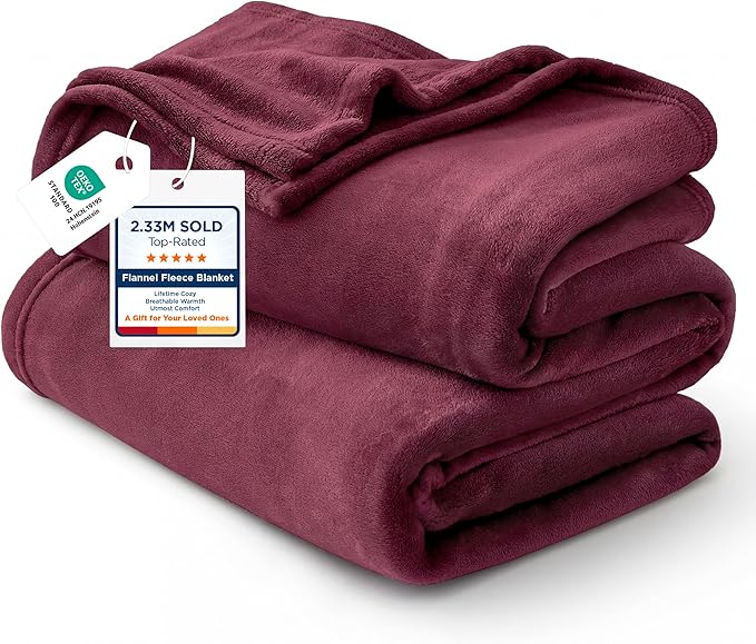Bedsure GentleSoft Burgundy Red Fleece Blanket King Size by BEDSURE