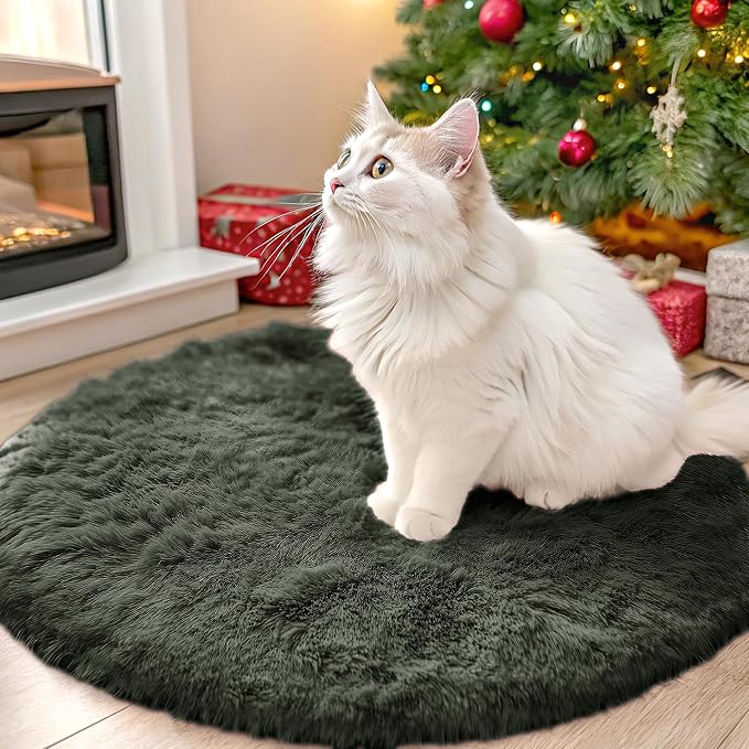 OLANLY Olive Green Round Rugs for Bedroom by OLANLY