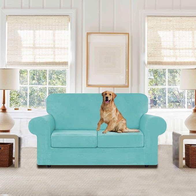 WEERRW Velvet Couch Covers for 2 Cushion Couch Sofa - Image 2