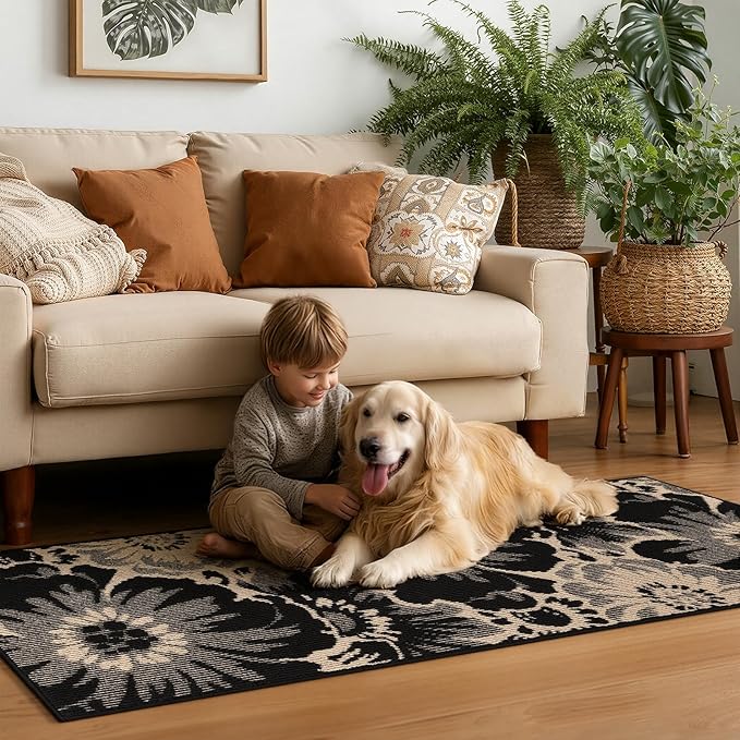 Findosom Hallway Runner Rug 3x6, Non Slip High-Low Textured Floral Washable - Image 8