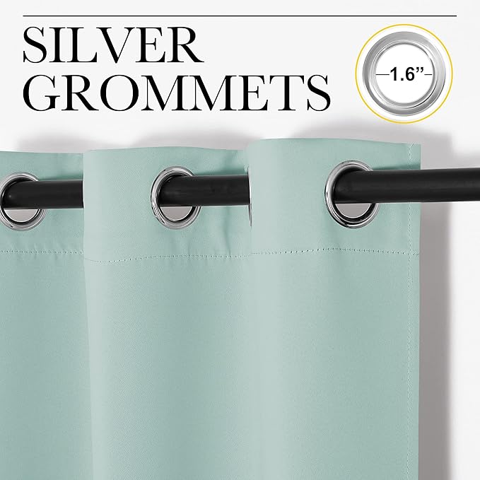NICETOWN Aqua Blue Blackout Curtains 102" Long - Image 3