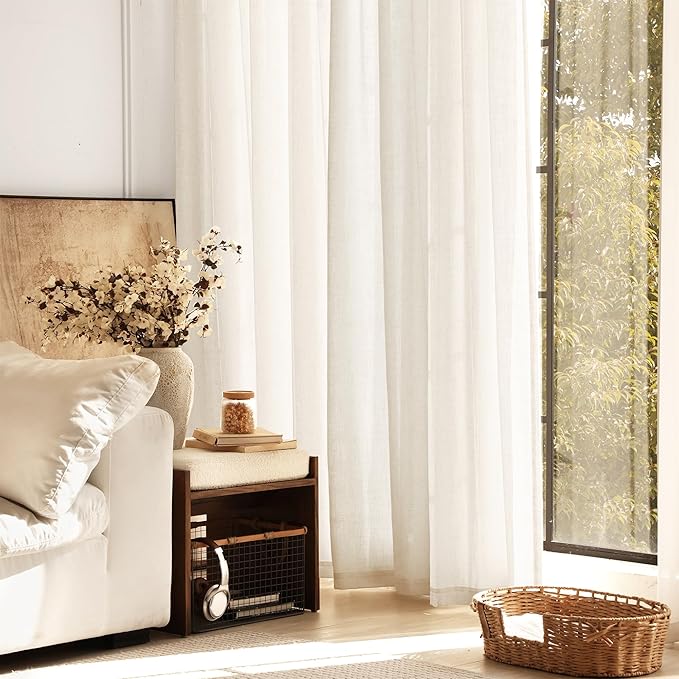 98 inch Long Linen Curtains 2 Panels - Image 7
