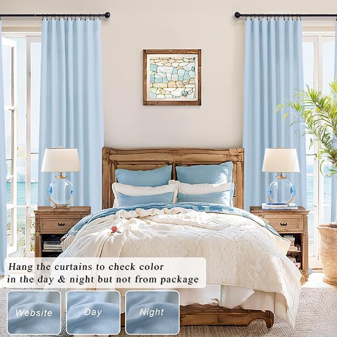 Pitalk Light Blue Curtains 84 Inch Length - Image 6