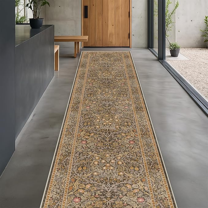 3x12 Extra Long Runner Rugs for Hallways, Vintage Washable Kitchen Floor Mats by HazoHaus