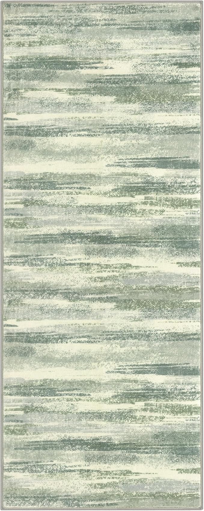 Lansny Modern Abstract Runner Rug 2x5, Sage Green Grey Washable Kitchen Runner - Image 9