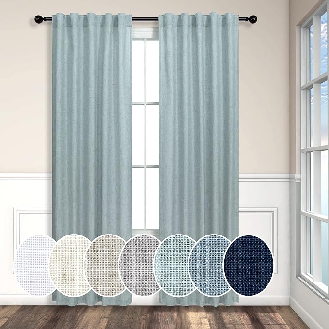 Seafoam Curtains 38 Inch Wide for Small Window 2 Panels Back Tab Rod Pocket by Pitalk
