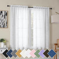Simplebrand Semi Sheer White Curtains 54 Inch Length 2 Panels, Geometric by Simplebrand
