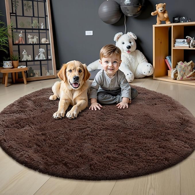 OLANLY Coffee Round Rugs for Bedroom - Image 2