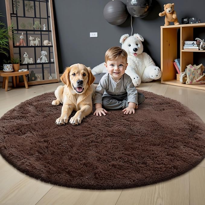 OLANLY Coffee Round Rugs for Bedroom - Image 2