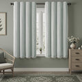 Teal Boho Blackout Curtains 63 Inches Long Light Green Linen Blend 2 Panels by Unknown