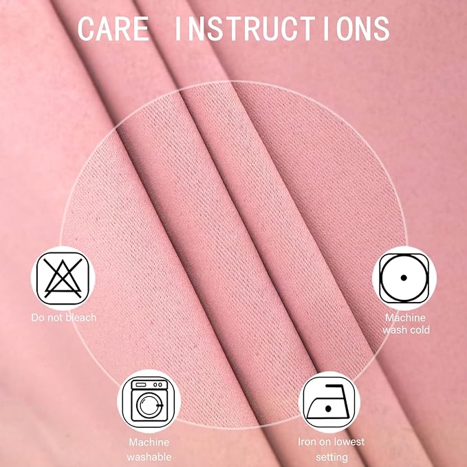 LEMOMO Blackout Curtains 66 x 54 Inch Long Pink Curtains Set of 2 Panels Room - Image 4