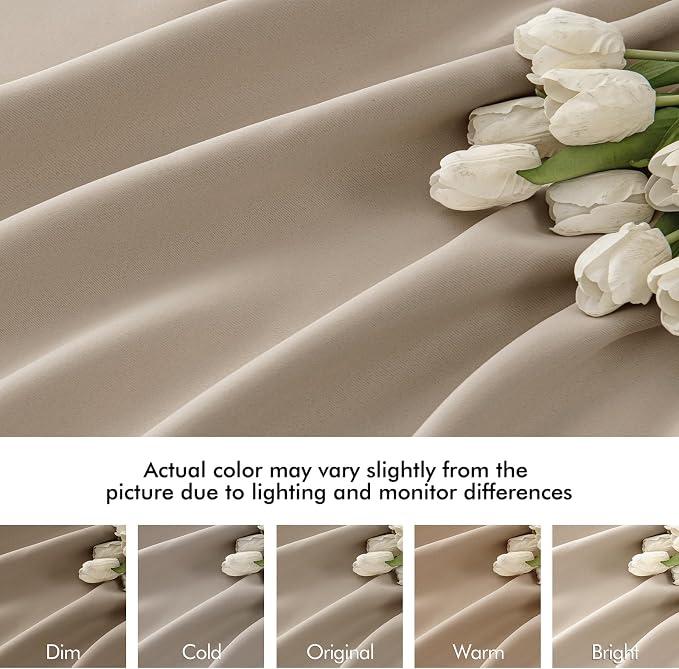 MIULEE Taupe Back Tab Blackout Curtains 63 Inch Length 2 Panels Set - Image 8