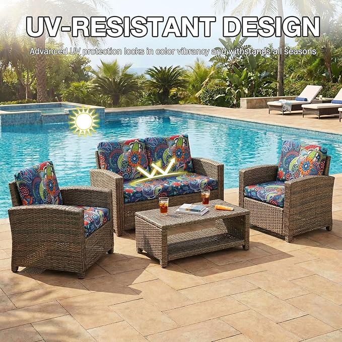 hyha 8Pcs Patio Cushion Covers, Stretch Outdoor Couch Cushion Covers Replacement - Image 6