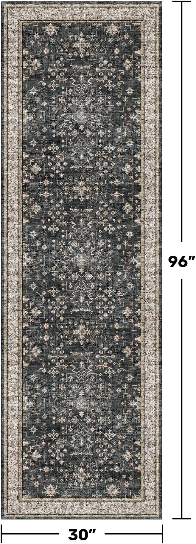 Dark Washable Long Runners for Hallways, Entryway Indoor Rug, Non Slip Rubber - Image 2