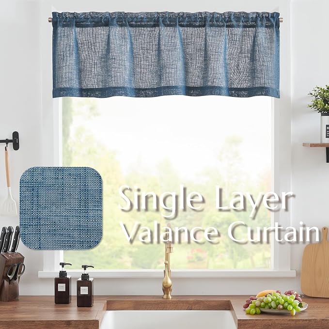 jinchan Sheer Valance Curtain Linen Textured Valance - Image 2