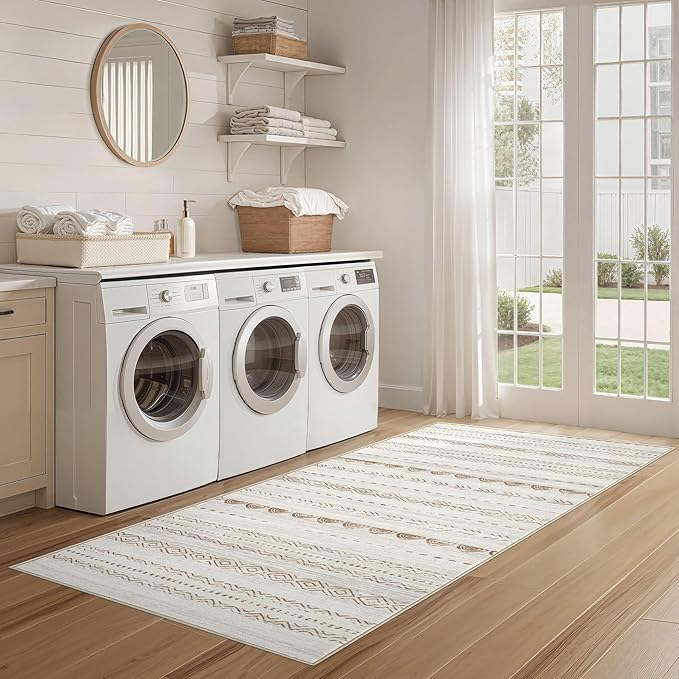 Nakagishi Runner Rug Kitchen Washable Rugs: 3x8 Non-Slip Boho Soft Modern Stain - Image 6