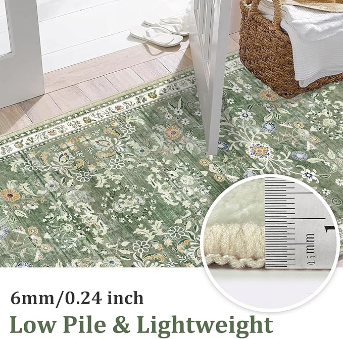 Yamaziot Washable Runner Rug 2x10 – Floral Non Slip Boho Hallway Runner Rug - Image 3