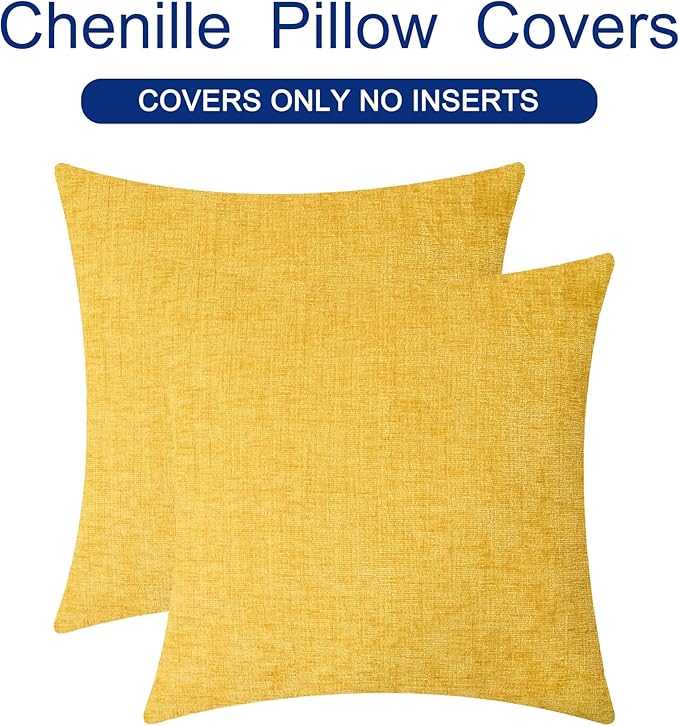 CaliTime Throw Pillow Covers Decorative 26 X 26 Inches Pack of 2 Cozy Chenille - Image 6