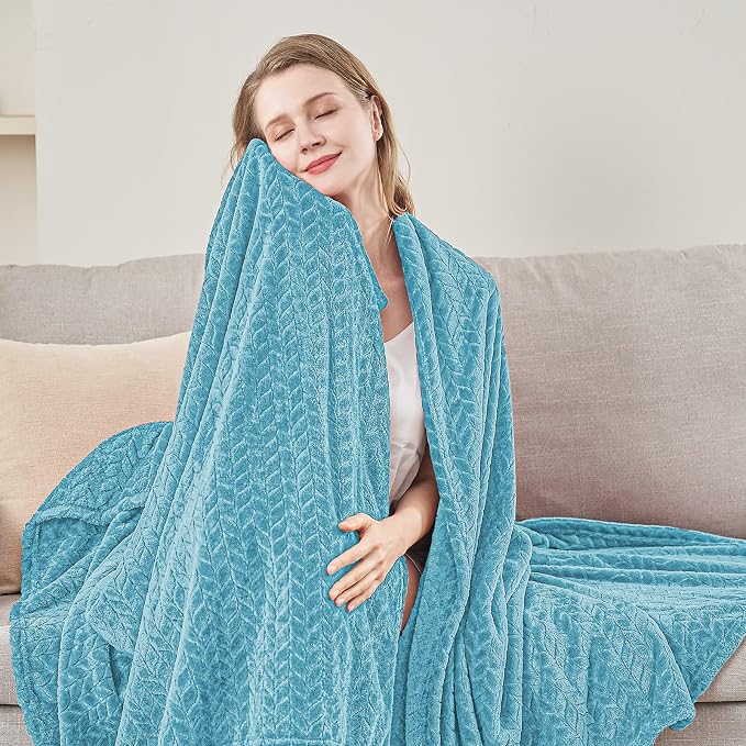 inhand Blue Throw Blanket, Super Soft Flannel Cozy Blankets & Throw - Image 6