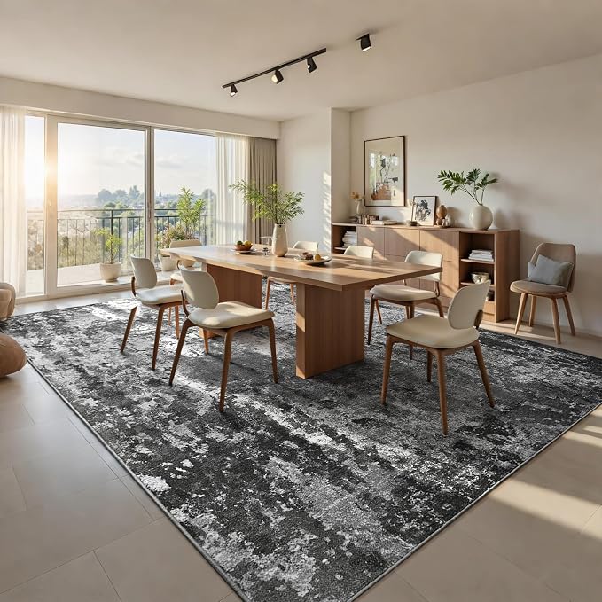 Ompaa Living Room Rug 5x7 Black Area Rug Machine Washable Boho Carpet Non Slip - Image 3