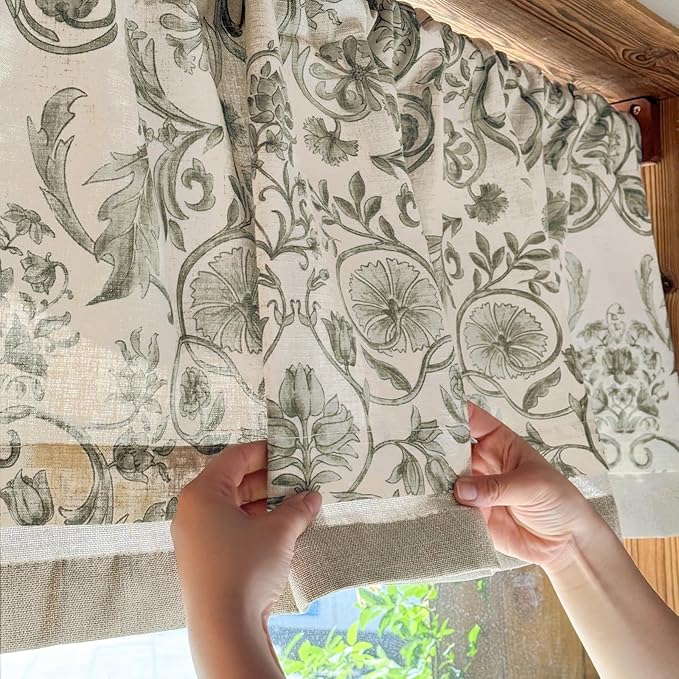 jinchan Linen Valance Kitchen Curtain - Image 4