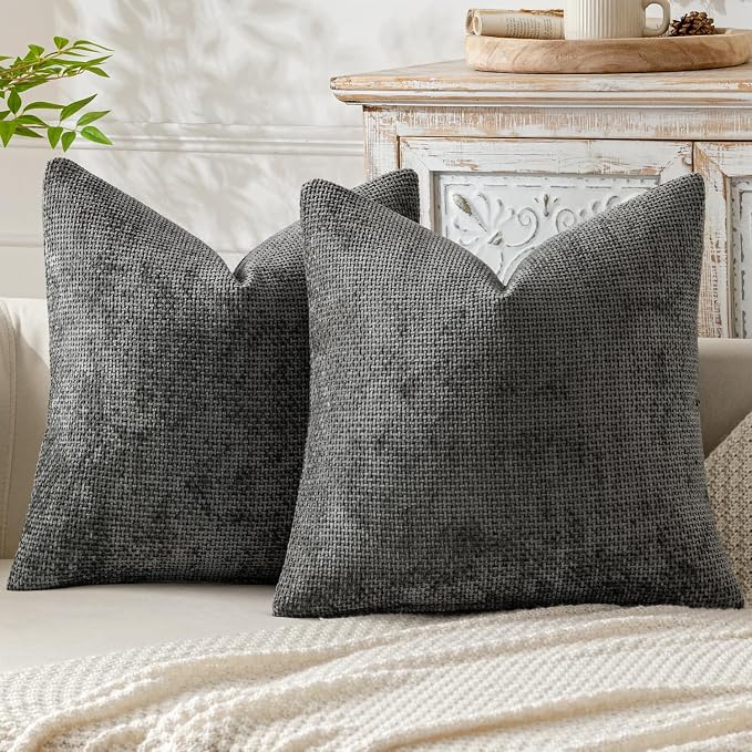 MIULEE Pack of 2 Couch Throw Pillow Covers 18x18 Inch Dark Gray Modern Boho by MIULEE
