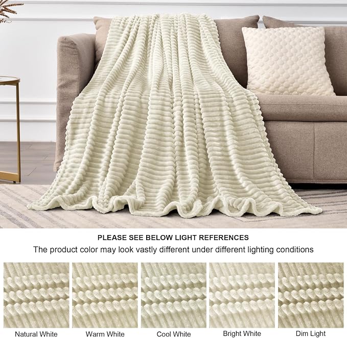 BEDELITE Fleece Throw Blanket for Couch – 3D Ribbed Jacquard Soft and Warm - Image 9