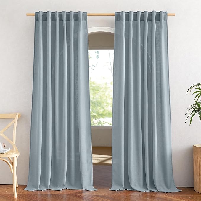 NICETOWN Linen Blend Mist Blue Curtains by NICETOWN