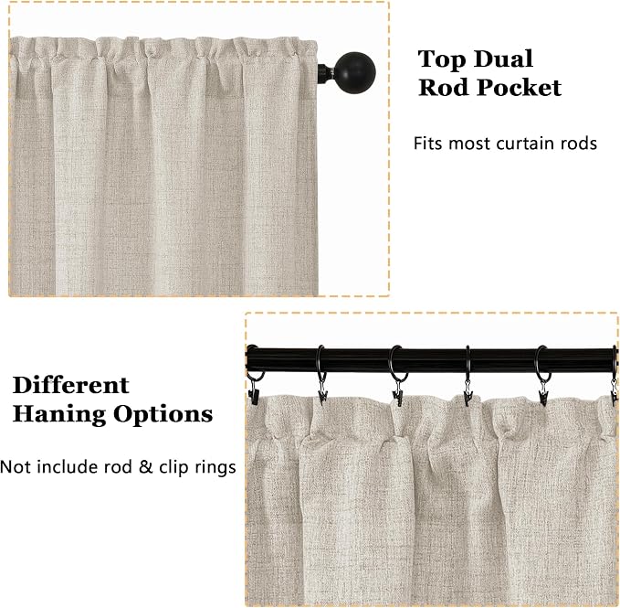 OWENIE Natural Valances for Windows 1 Pcs 22 Inch Length, Light Filtering - Image 4