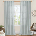 LAMIT Greyish Blue Linen Boho Curtains 84 inch Length 2 Panels, Light Filtering by LAMIT