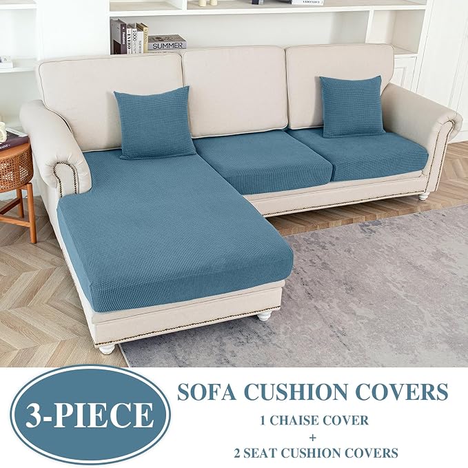 Couch Cushion Covers for Sectional Sofa L Shape Washable Separate Seat Chaise - Image 2