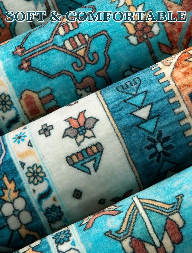 SERISSA Runner Rug for Hallways, Extra Long Boho Rug Ultra Soft Vintage Blue - Image 5