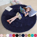 Amdrebio Dark Navy Round Rug 4Ft by Amdrebio