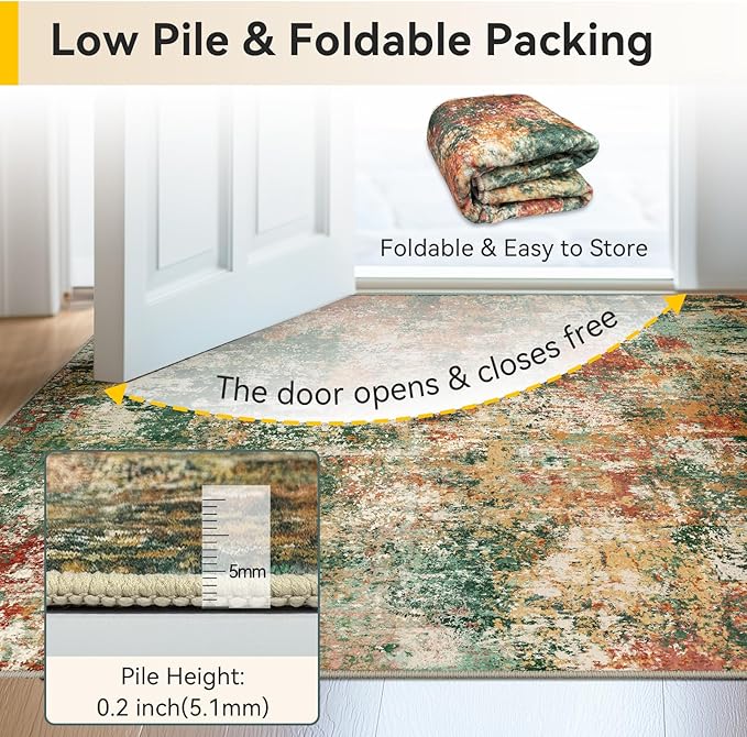 Washable Area Rugs 2'x3' Non-Slip Modern Abstract Soft - Image 5