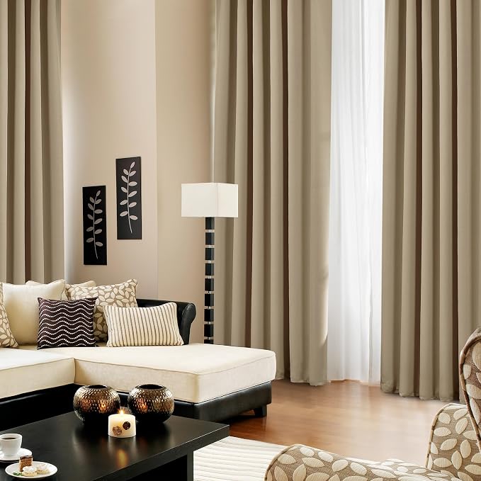 Deconovo Solid Room Darkening Panels Back Tab and Rod Pocket Curtains Blackout - Image 4
