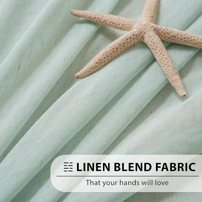 FMFUNCTEX Linen Sheer Curtains for Bedroom, Sage Green Curtains 84 inches Long - Image 5