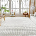 White Rabbit Plush Rug 8'x10', Fluffy Faux Fur Shaggy Area Rug by CHOVY