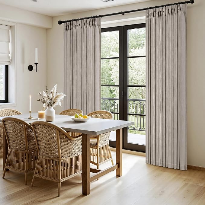 MIULEE Pinch Pleated Thick Linen Curtains 84 Inches Long 2 Panels - Image 3