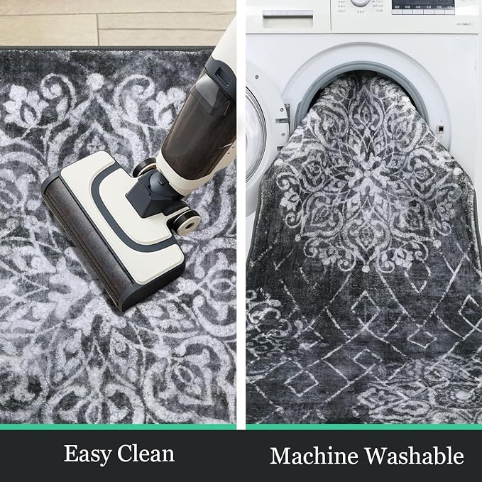 HEBE Hallway Runner Rug 2'x6' Washable Vintage Distressed Area Rugs Non Slip - Image 5