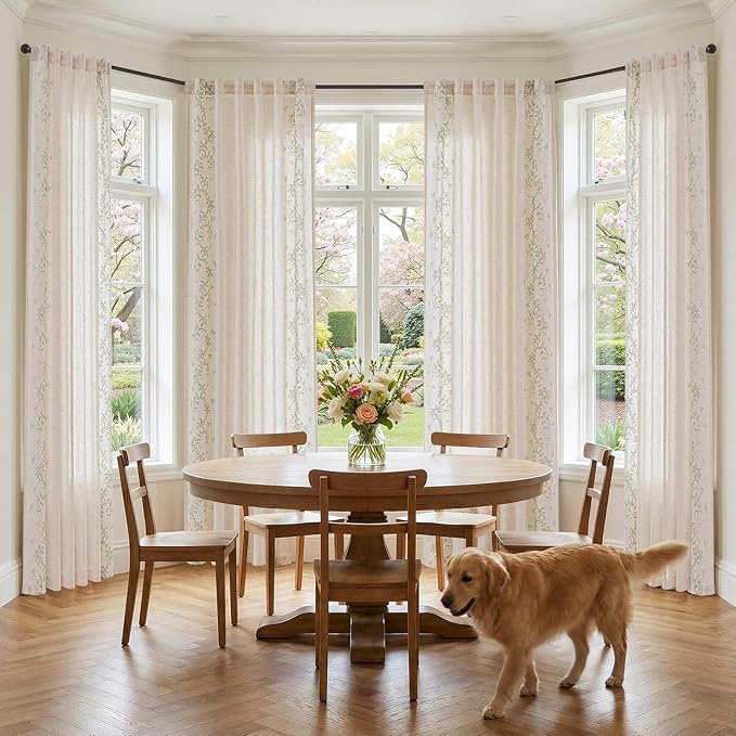 jinchan Evelyn Embroidered Linen Curtains - Image 3