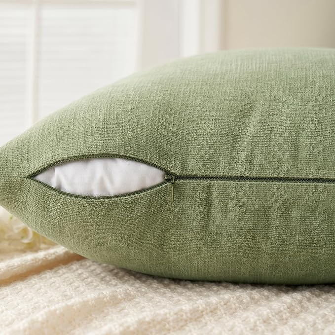 MIULEE Sage Green Chenille Couch Throw Pillow Covers, 20x20 | Set of 2 - Image 5