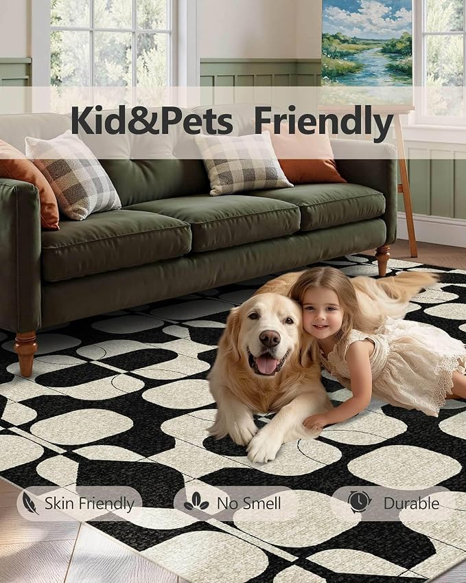 Latte&Fog 6x9 Area Rugs for Living Room Bedroom, Boho Non Slip Low Pile Carpet - Image 8