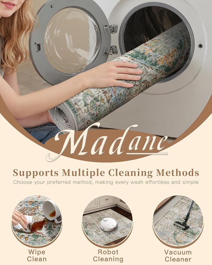Madane Runner Rug 2'6''x8' Kitchen Runner, Hallway Runner Printed Vintage - Image 11