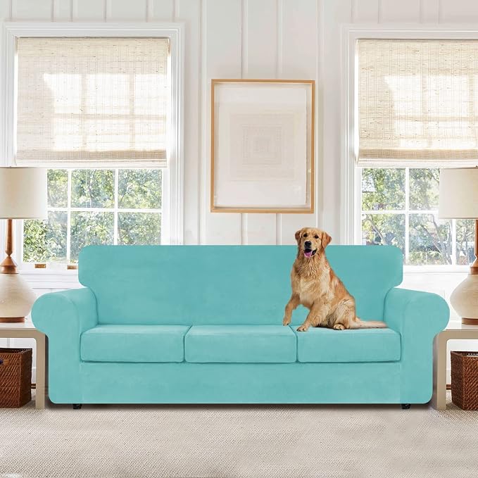 WEERRW 4 Pieces Velvet High Stretch Couch Covers - Image 2