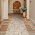 Vintage Beige Blue 2'6" x 8' Runner Rug by HazoHaus